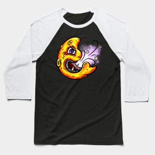 Angry Black Hole Moon Lowbrow Cartoon Character Baseball T-Shirt